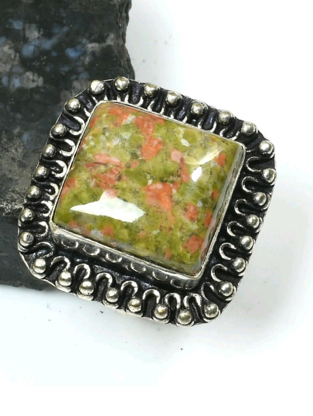 Unakite Gemstone Jewelry 925 Sterling Silver Handmade Ring